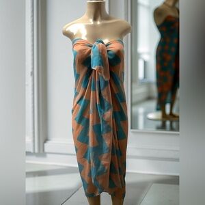 Stylish Blue and Peach Women's Swim Cover-Up One Size